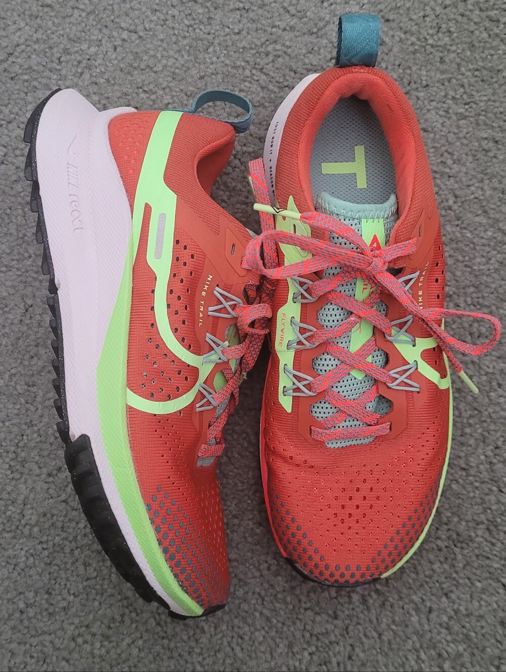 Nike React Pegasus Trail 4 Crimson Volt Trail Running Shoes Sz 6.5 Gropcore